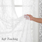 Lecloud Leia White Sheer Curtains 90 Inches Long 2 Panels, Breathable Jacquard - Image 9