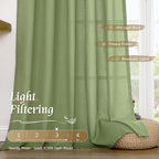LAMIT Bedroom Linen Curtains 48 Inch Length 2 Panels, Soft Faux Linen Light - Image 4