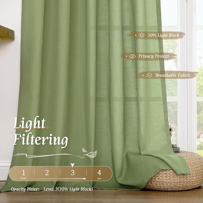 LAMIT Sage Green Linen Curtains - Image 4