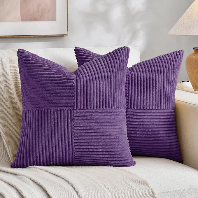 Fancy Homi 2 Packs Purple Euro Decorative Throw Pillow Covers 26x26 Inch by Fancy+Homi