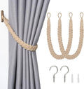 NICEEC 2 Pack Natural Cotton Rope Curtain Tiebacks Elegant Boho Style by NICEEC
