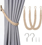 NICEEC 2 Pack Natural Cotton Rope Curtain Tiebacks Elegant Boho Style by NICEEC