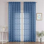Chyhomenyc Dusty Blue Sheer Curtains 96 Inch Length 2 Panels Set, Light by Chyhomenyc
