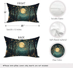 Rustic William Morris Inspired Night Moon Forest Decor Pillow Covers 18x18 - Image 2