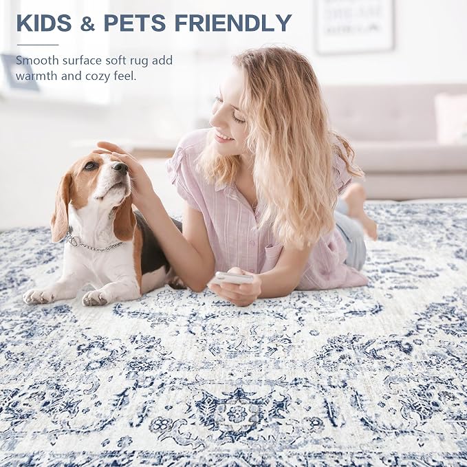 9x12 Area Rugs for Living Room: Washable Rug Vintage Large Rugs Soft Non Slip - Image 6