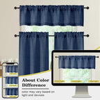 Navy Blue Valances for Windows, Light Filtering Faux Linen Textured Small Short - Image 7