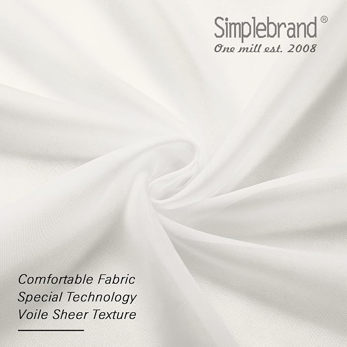 Simplebrand Ivory Sheer Curtains 108 Inches Long, Extra Long Rod Pocket Solid - Image 7