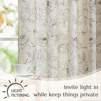 jinchan Linen Floral Curtains for Living Room 84 Inch Length Grey Flower - Image 3