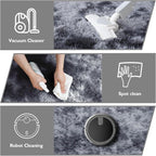 Tie-Dyed Black Fluffy Round Rug, Soft Area Rugs - Image 3