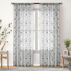 HOMEIDEAS Grey Sheer Curtains 96 Inches Long 2 Panels Embroidered Floral - Image 7