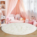 4'x4' Cream Round Rugs for Girls Bedroom, Ultra Soft Fluffy Circle Rug for Kids - Image 2