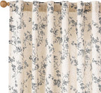 Lazzzy Farmhouse Linen Curtains Extra Long Black Floral Curtains 108 Inch by Lazzzy