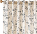 Lazzzy Farmhouse Linen Curtains Black Floral Curtains 96 Inch Length Back Tab by Lazzzy