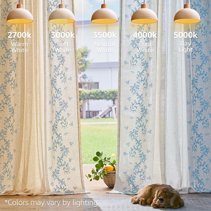 jinchan Evelyn Embroidered Linen Curtains 84 inch Long 2 Panels Blue Curtains - Image 9
