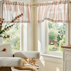 jinchan Valance Curtain Linen Textured Striped Window Curtain - Image 3