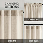 MIULEE Beige Linen Curtains 96 Inches Long 2 Panels - Image 3