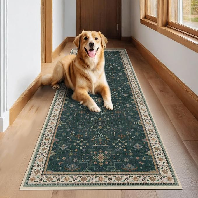 Hazo Haus Dark Green 2x8 Non Slip Kitchen Runner Rugs - Image 6