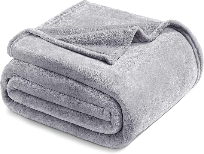 Exclusivo Mezcla Fleece Light Grey Throw Blanket - Image 8