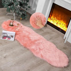 linmopm Faux Fur Rug Sheepskin Shag Fluffy Fuzzy Pink 2x6 ft Runner Rugs - Image 3