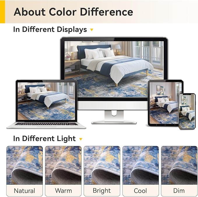 Washable Area Rugs 2'6'' x12 Non-Slip Modern Abstract Soft - Image 7