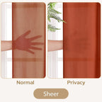 HOMEIDEAS Non-See-Through Fall Burnt Orange Privacy Sheer Kitchen Curtains - Image 2