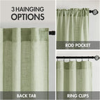 MIULEE Sage Green Linen Curtains 90 Inch Long - Image 3