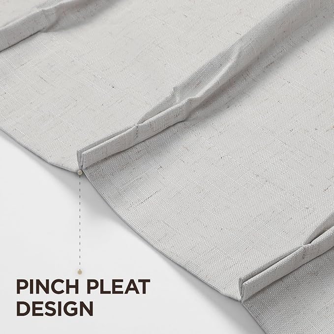 Joydeco Pinch Pleated Linen Curtains Darkening Drapes - Image 5
