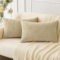 MIULEE Pack of 2 Beige Throw Pillow Covers 12x20 Inch Soft Lumbar Pillow Covers by MIULEE