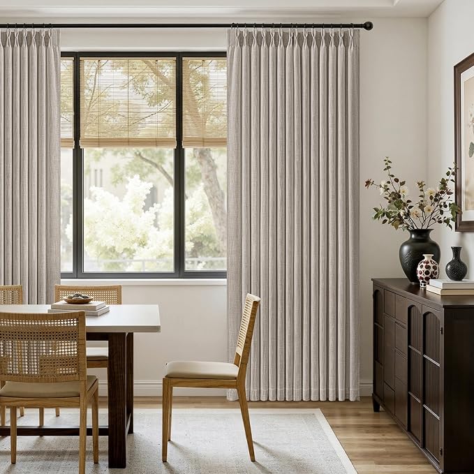 MIULEE Pinch Pleated Thick Linen Curtains 102 Inches Long 2 Panels - Image 5
