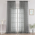 Chyhomenyc Extra Long Charcoal Grey Sheer Curtains 108 Inch Length 2 Panels Set by Chyhomenyc