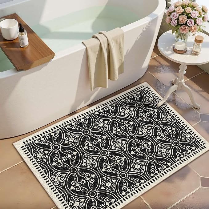 Latte&Fog 2x3 Entryway Rug, Small Modern Abstract Door Mat, Washable Kitchen Rug - Image 3
