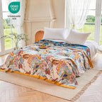 MSGKV Boho Throw Blanket 90"x108" Floral Cotton Blanket - Image 6