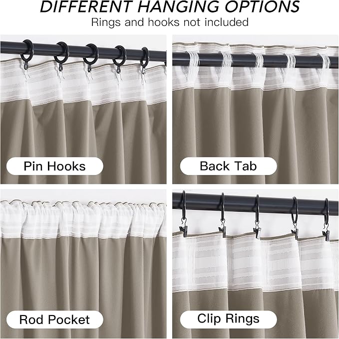 RYB HOME Taupe Velvet Curtains 84 inches Length - Image 4