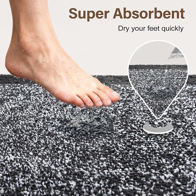 Bathroom Rugs 30x20 Non Slip Washable, Dark Grey Bath Mat - Image 7