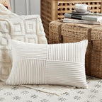 Fancy Homi 2 Packs Cream White Lumbar Decorative Throw Pillow Covers 16x28 Inch - Image 2