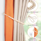 Wood Bead Curtain Tiebacks, KLOGTSIND Set of 2 Curtain Holdbacks - Image 4