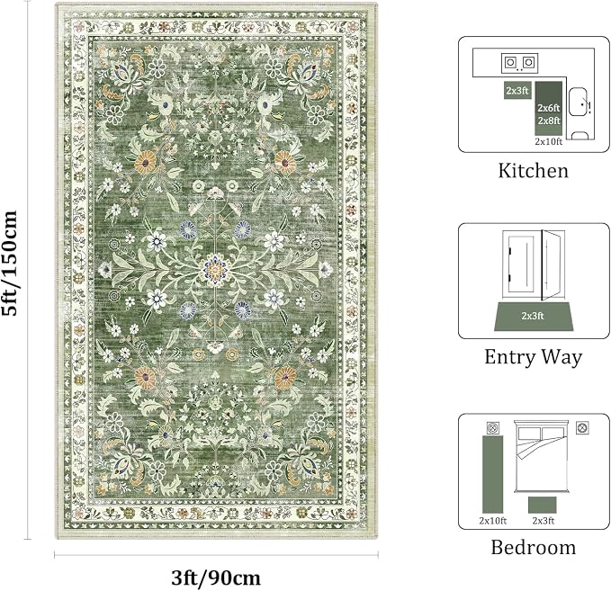 Yamaziot Washable Area Rug 3x5 – Small Non Slip Boho Area Rug - Image 2