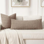 MIULEE Pack of 1 Light Brown Long Body Lumbar Decorative Throw Pillow Cover - Image 3