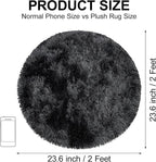 Tie Dye Black Round Rugs Small 2x2 ft Fluffy Circle Rug Furry Carpet Shaggy - Image 2