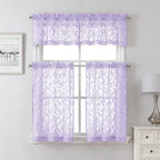Lecloud Leia Light Purple Sheer Curtains 14 Inch Length 2 PCS, Dual Rod Pockets - Image 7