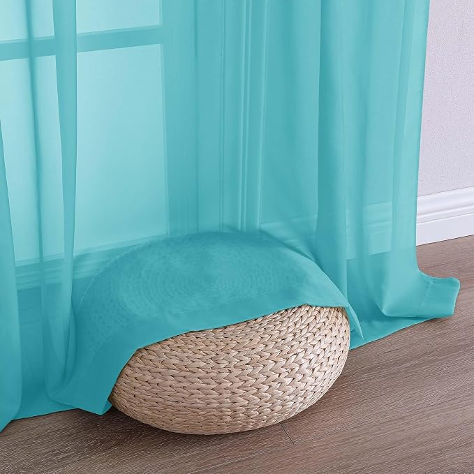 OVZME Sheer Turquoise Curtains 108 Inches Long 2 Panels Set, 59 Inch Extra Wide - Image 5