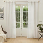 MYSKY HOME Linen Curtains for Living Room, Natural Semi Sheer Curtains & Drapes - Image 2
