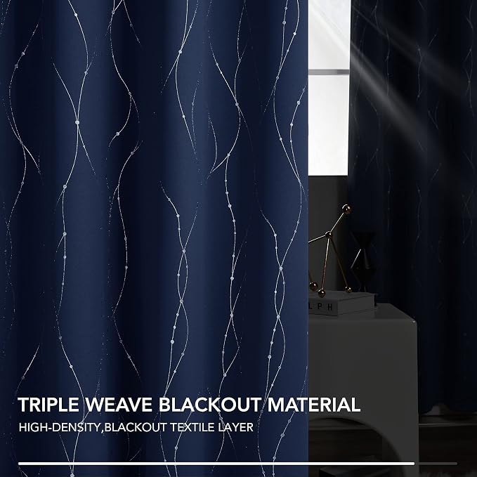Deconovo Navy Blue Curtains, 38 x 72 Inch, Thermal Insulated Soundproof Privacy - Image 9
