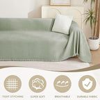 MYSKY HOME Green Sofa Covers Tassel Couch Cover - Image 2