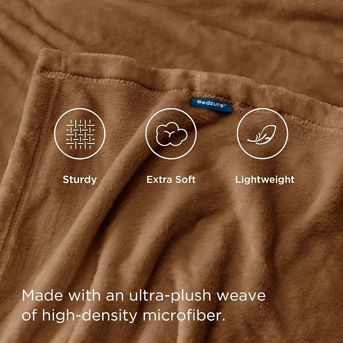Bedsure GentleSoft Orange Fleece Blankets King Size - Image 4