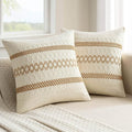 MIULEE Set of 2 Neutral Boho Decorative Pillow Covers 16x16 Inch Farmhouse by MIULEE