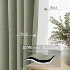 Sage Green 100% Blackout Curtains 45 Inch Length 2 Panels Set - Image 4