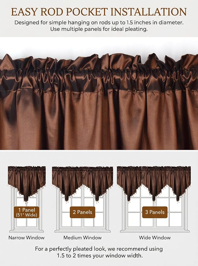 Molaxhome Swag Curtain 51 inch Length Rod Pocket Scalloped Curtain Valance - Image 7