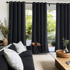 NICETOWN Room Darkening Draperies Curtains Panels, 2 Panels Black W52 x L63 - Image 2