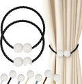 Hion Magnetic Curtain Tiebacks Black 2pcs, Curtain Tiebacks Buckles Holdbacks by Hion